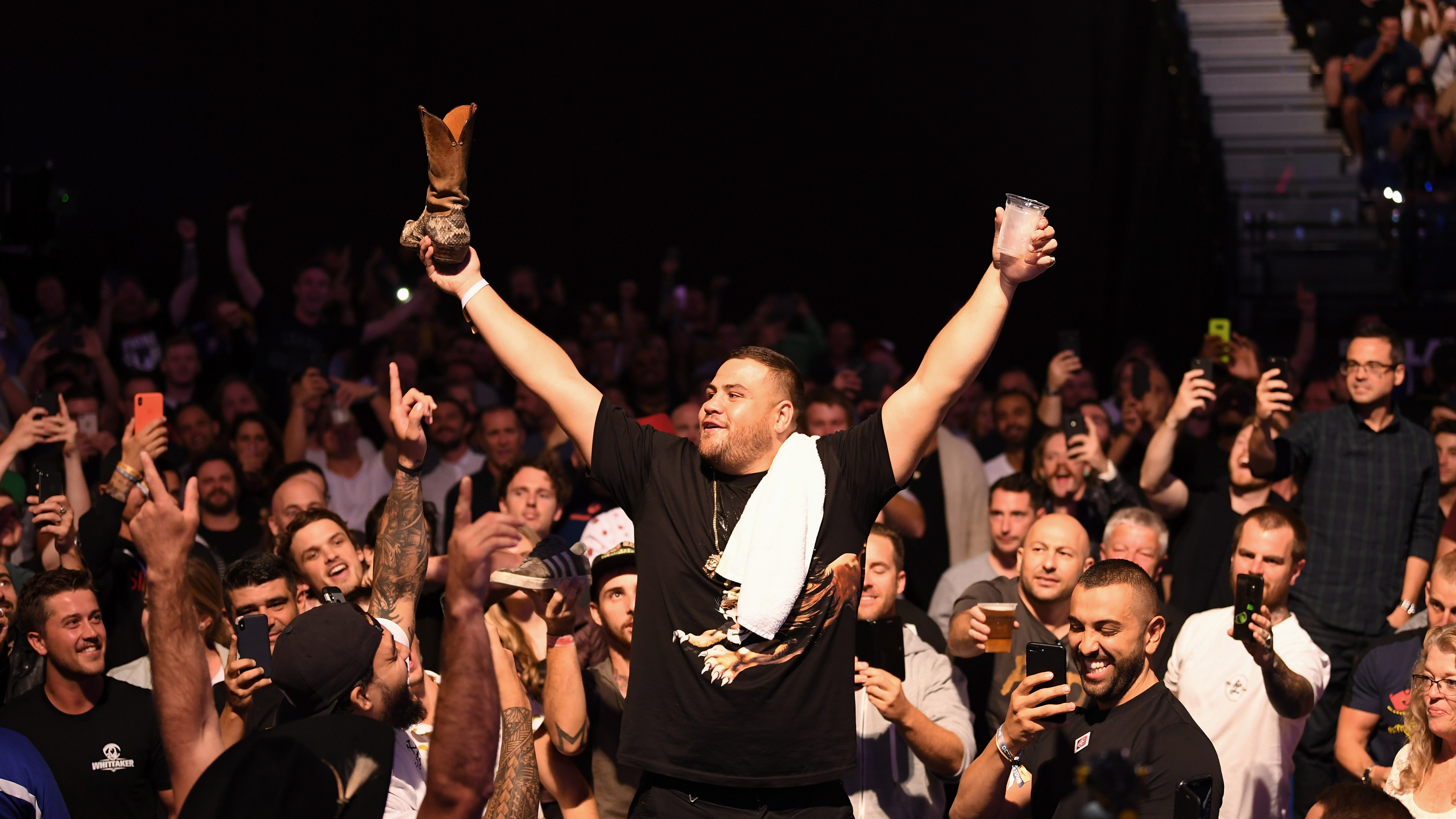 MELBOURNE, AUSTRALIA - FEBRUARY 10: UFC Heavyweight Tai Tuivasa is seen in attendance during the UFC 234 at Rod Laver Arena on February 10, 2019 in the Melbourne, Australia. (Photo by Jeff Bottari/Zuffa LLC/Zuffa LLC via Getty Images)